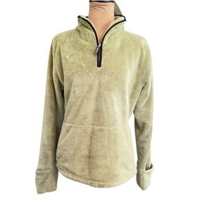 North Face light green pullover fleece jacket with cuffed sleeves L